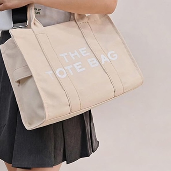 Fashionable Mini Canvas Crossbody Tote Zipper Bag, Beige - Picture 2 of 10